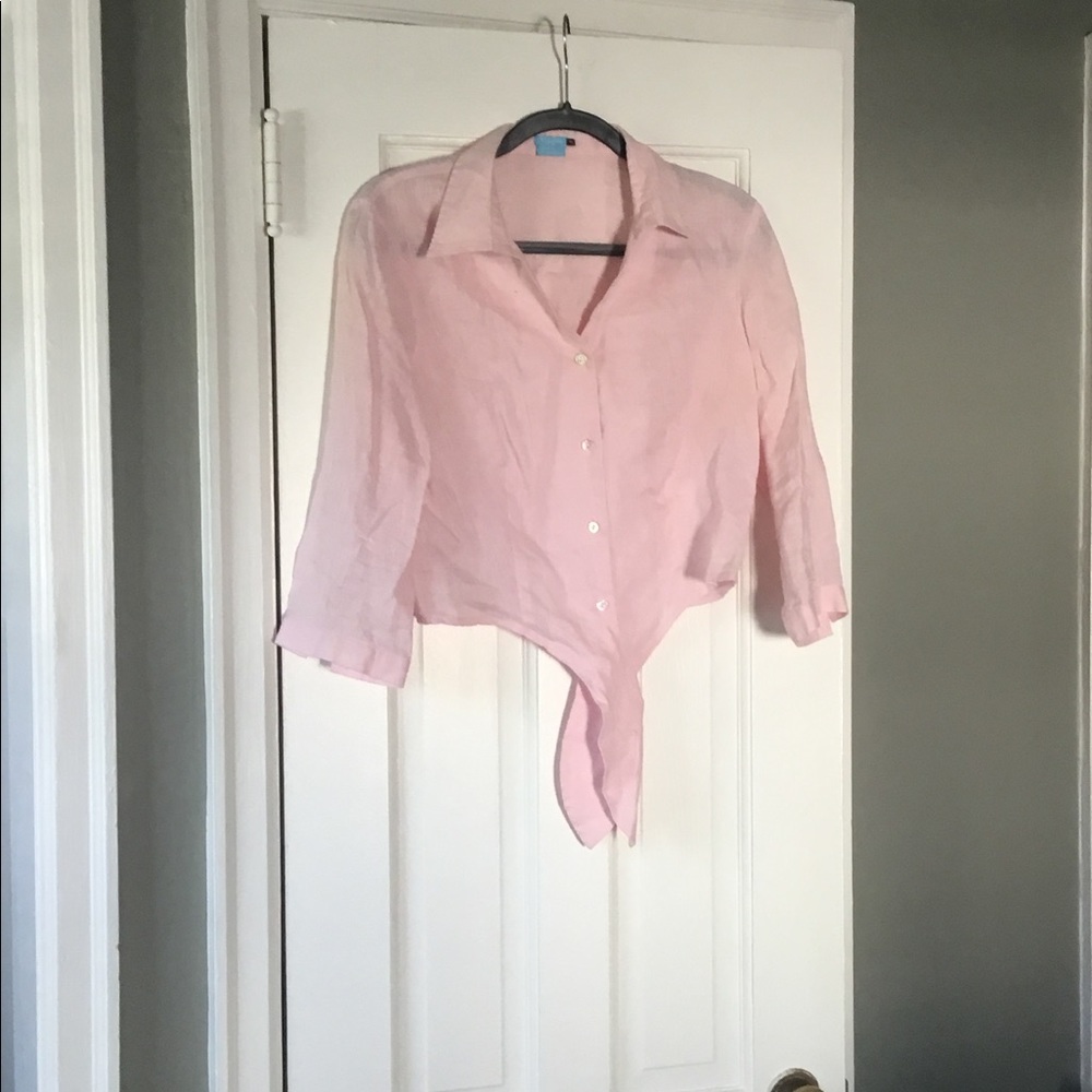 J. McLaughlin Light Pink Linen Shirt